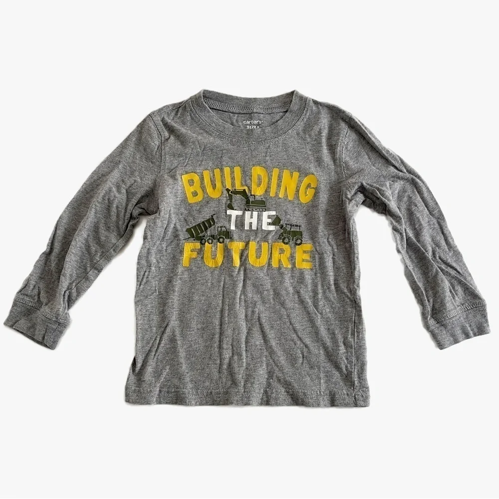 CARTER’S Boy’s Gray Graphic Long Sleeve Tee - 3T